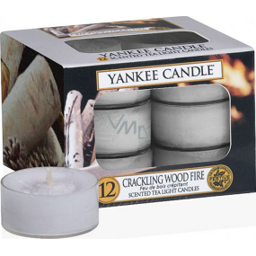 Yankee Candle Crackling Wood Fire - Praskajúce oheň v krbe vonná čajová sviečka 12 x 9,8 g