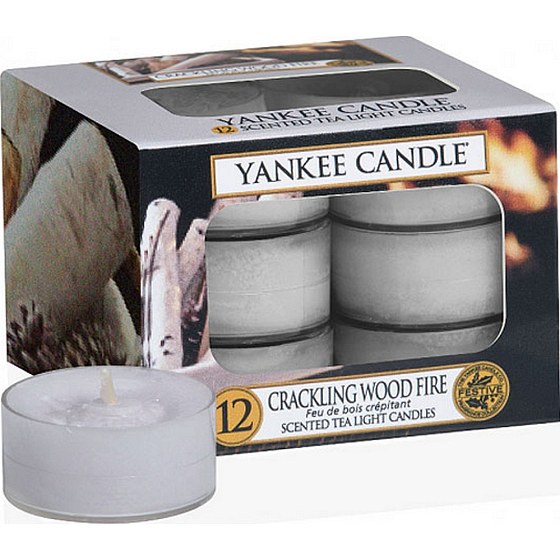 Yankee Candle Crackling Wood Fire - Praskajúce oheň v krbe vonná čajová sviečka 12 x 9,8 g