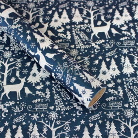 Zowie Darčekový baliaci papier 70 x 150 cm Vianočný Nordic modrý