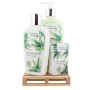 Bohemia Gifts Cannabis Konopný olej tekuté mydlo 300 ml + telové mlieko 250 ml + tuhé mydlo 100 g, drevená paleta kozmetická sada