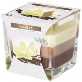 BISPOL Vanilla - Vanilka trojfarebná vonná sviečka sklo, doba horenia 32 hodín 170 g