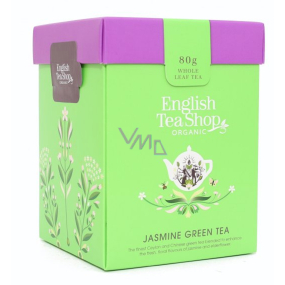English Tea Shop Bio Zelený čaj s jazmínom a baza sypaný 80 g + drevená odmerka so sponou