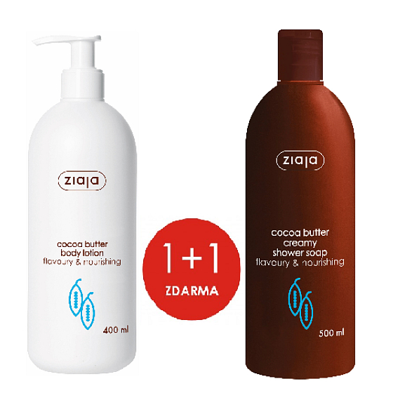 Ziaja Kakaové maslo telové mlieko 400 ml + krémové sprchové mydlo 500 ml, duopack