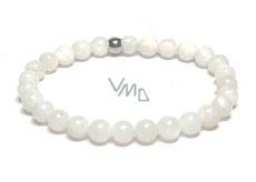 Mesačný kameň biely náramok elastický prírodný kameň, guľôčka 6 mm / 16-17 cm, kameň osudu