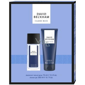 David Beckham Classic Blue parfumovaný dezodorant pre mužov 75 ml + sprchový gél 200 ml, kozmetická sada pre mužov