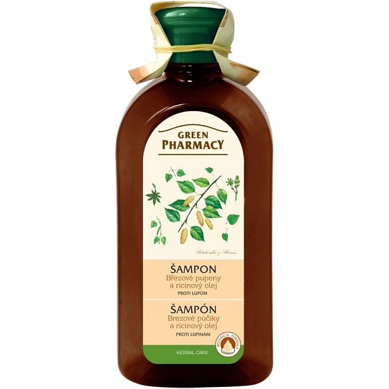 Green Pharmacy Šampón proti lupinám s brezovými púčikmi a ricínovým olejom 350 ml