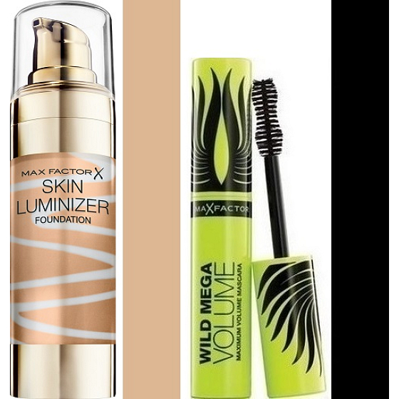 Max Factor Skin Luminizer Foundation make-up 45 Warm Almond 30 ml + Wild Mega Volume riasenka čierna 11 ml