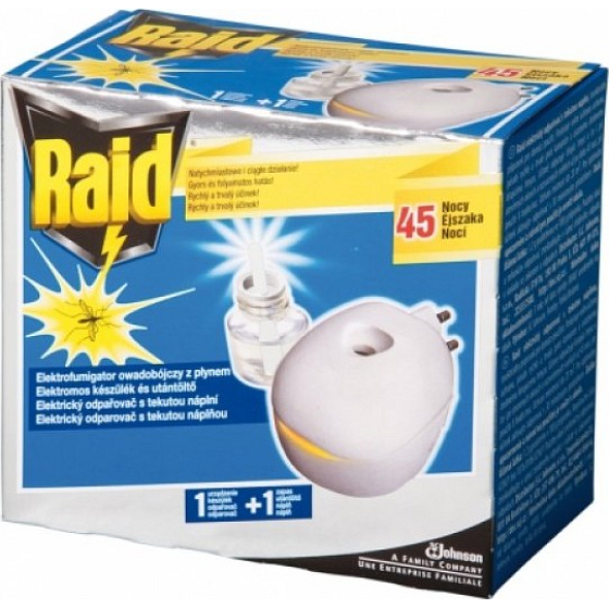 Raid elektrický odparovač s tekutou náplňou 45 nocí proti lietajúcemu hmyzu