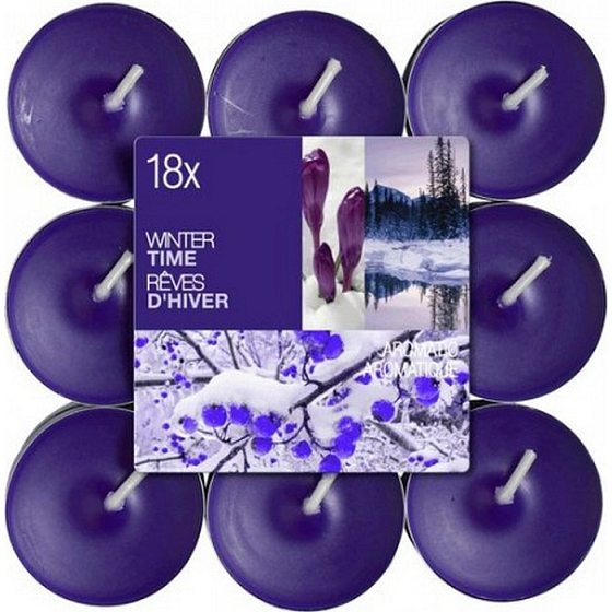 Bolsius Aromatic Winter Time - Zimný čas vonné čajové sviečky 18 kusov, doba horenia 4 hodiny