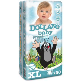 Dollano Baby Krtkova plienky Premium XL 10-17 kg plienkové nohavičky 50 kusov