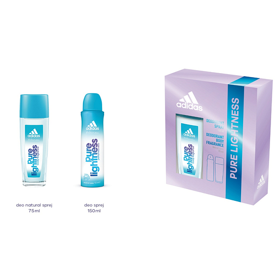 Adidas Pure Lightness parfumovaný deodorant sklo 75 ml + dezodorant sprej 150 ml, kozmetická súprava pre ženy