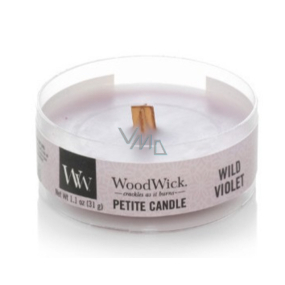 Woodwick Wild Violet - Divoká fialka vonná sviečka s dreveným knôtom petite 31 g