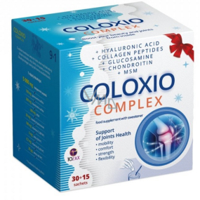 Tozax Coloxio komplex prispieva k normálnej tvorbe kolagénu, ochrane buniek pred oxidačným stresom a normálnej funkcii chrupavky 30 + 15 vrecúšok, vianočné balenie