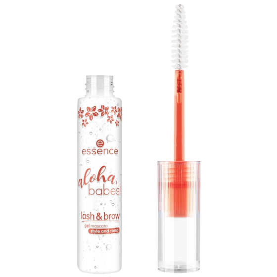 Essence Aloha, babes! gelová řasenka na řasy a obočí 01 Ready, Sun-set, Go! 9 ml pro zvýraznění a fixaci