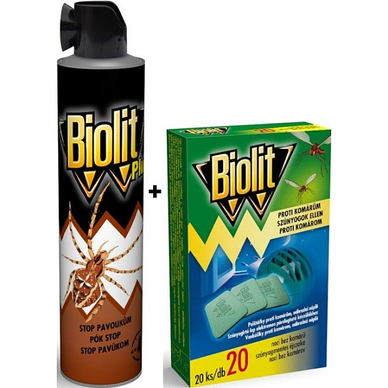 Biolit Plus Stop pavúkom sprej 400 ml + Biolit vankúšiky do elektrického odpudzovače komárov náplň 20 kusov