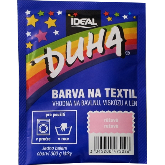 Ideal Duha ružová, farba na textil na bavlnu, viskózu a ľan, na 300 g látky, 15 g