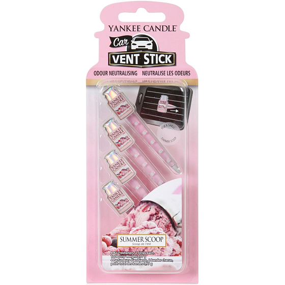 Yankee Candle Summer Scoop - Kopeček letné zmrzliny vonné kolíčky do auta 29 gx 4 kusy