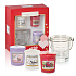 Yankee Candle Valentín 2019 Vanilla - Vanilka + Red Raspberry - Červená malina + Sweet Morning Rose - Sladká ranná ruža votívny sviečka 3 x 49 g + Glass Bucket svietnik, darčeková sada