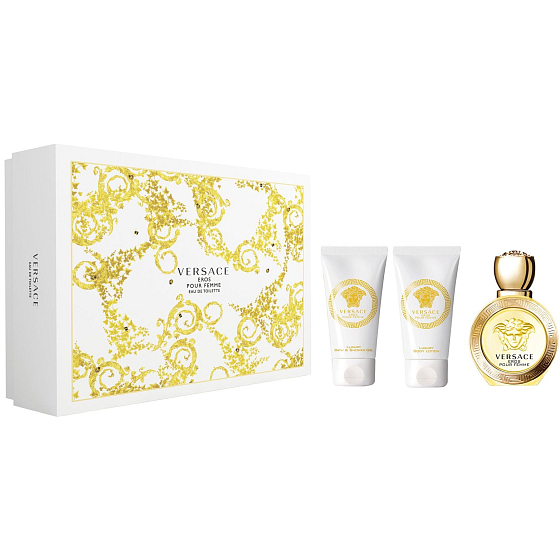 Versace Eros pour Femme toaletná voda pre ženy 50 ml + sprchový gél 50 ml + telové mlieko 50 ml, darčeková sada