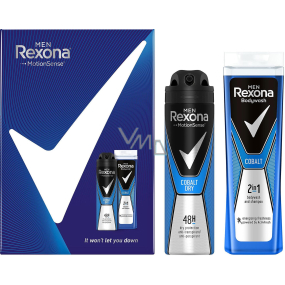 Rexona Men Cobalt Dry sprchový gél 250 ml + antiperspirant dezodorant sprej 150 ml, kozmetická sada pre mužov