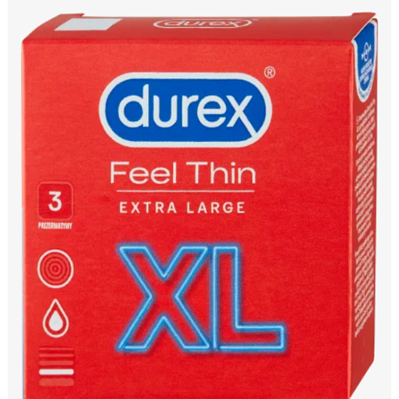 Durex Feel Thin Extra Large Condom XL 3 kusy