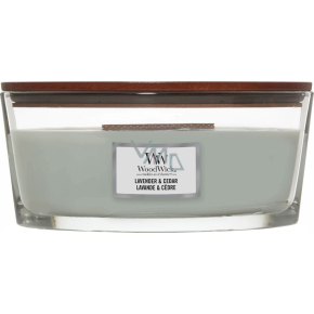 WoodWick Lavender & Cedar - Sviečka s vôňou levandule a cédru s dreveným knôtom a skleneným viečkom 453 g