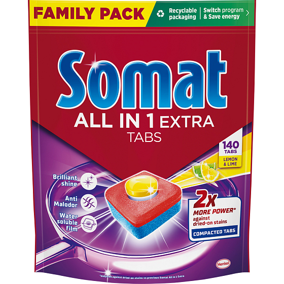 Somat Tablety do umývačky All in 1 Extra Lemon 140 ks