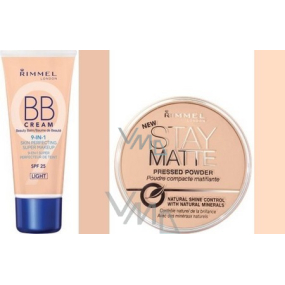 Rimmel London BB krém Beauty Balm 01 Light 30 ml + púder Stay Matte Powder 14 g