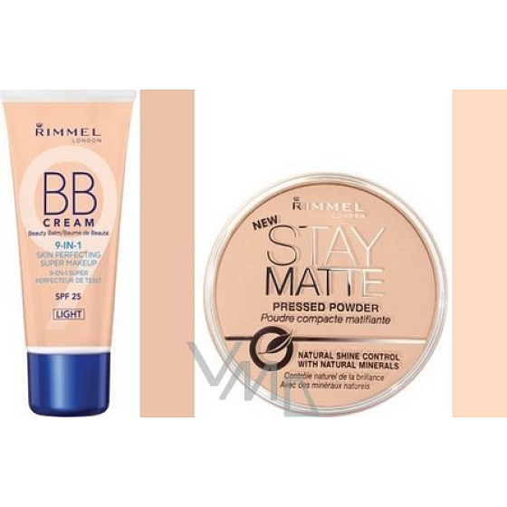 Rimmel London BB krém Beauty Balm 01 Light 30 ml + púder Stay Matte Powder 14 g