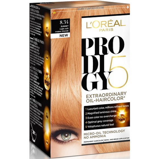 Loreal Paris Prodigy 5 farba na vlasy 8.34 svetlá blond medená