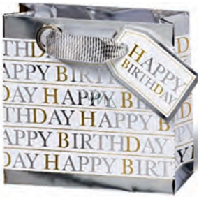 BSB Luxusná darčeková papierová taška 36 x 26 x 14 cm Happy Birthday biela LDT 378-A4