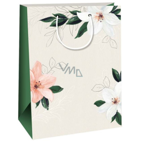 Ditipo Darčeková Kraftová taška 27 x 12 x 37 cm béžová, bielej ľalie