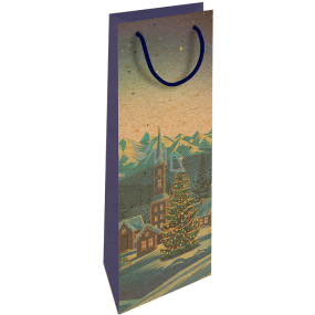 Nekupto Darčeková Kraftová taška na fľašu 15 x 40 cm Vianočný zimná krajina 613 WHLH
