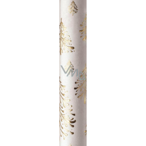 Zowie Darčekový baliaci papier 70 x 150 cm Vianočný Luxusné White Christmas biely - zlaté stromy
