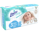 Linteo Baby Premium 3 Midi 5 - 9 kg jednorazové plienky 54 kusov