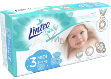 Linteo Baby Premium 3 Midi 5 - 9 kg jednorazové plienky 54 kusov