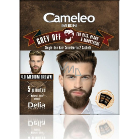 Delia Cosmetics Cameleo Men Grey Off farba na vlasy, bradu a fúzy 4.0 Stredne hnedá 2 x 15 ml