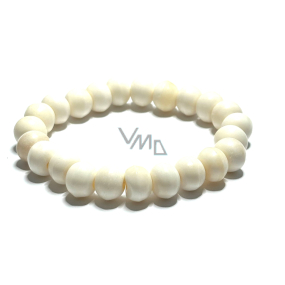 Kosť z Jaka biela Tibetský náramok elastický prírodný kameň, guľôčka 10 mm / 16 - 17cm, ochranný predmet, amulet