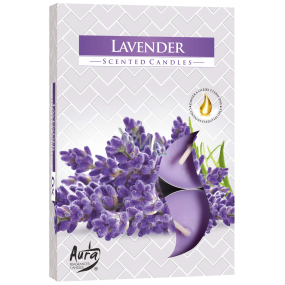 BISPOL Aura Lavender - Levanduľa vonné čajové sviečky 6 kusov