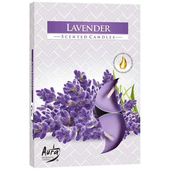 BISPOL Aura Lavender - Levanduľa vonné čajové sviečky 6 kusov