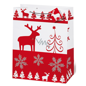 BSB Luxusná darčeková papierová taška 36 x 26 x 14 cm Vianočný Red & White VDT 334 - A4