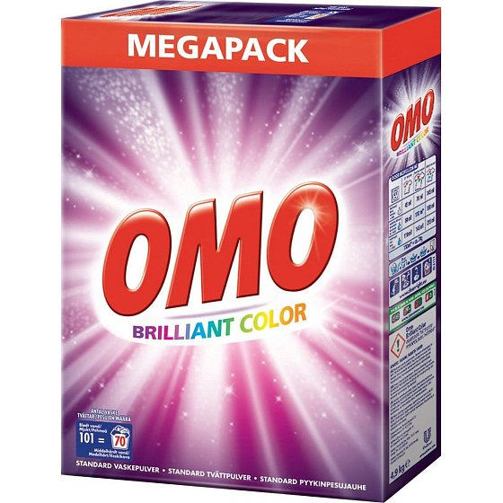 Omo Brilliant Color prášok na pranie, farebné prádlo 70 dávok 4,9 kg