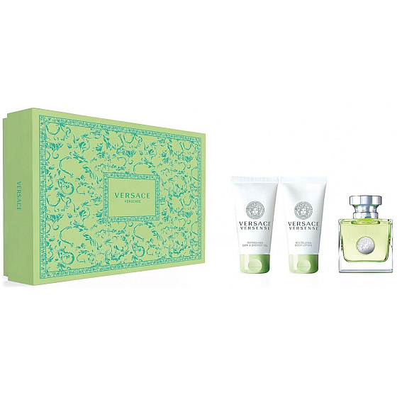 Versace Versense toaletná voda pre ženy 50 ml + telové mlieko pre ženy 50 ml + sprchový gél pre ženy 50 ml, darčeková sada