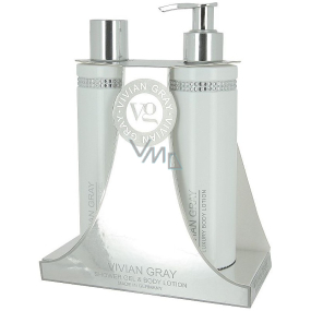 Vivian Gray Crystals White luxusné telové mlieko 250 ml + sprchový gél 250 ml, kozmetická sada