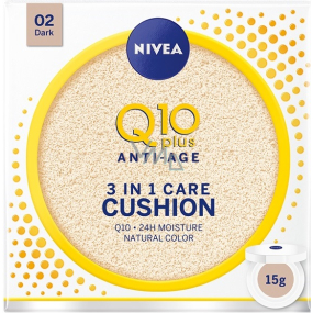 Nivea Q10 Plus Anti-Age Cushion 3v1 ošetrujúci tónovací krém v hubke 02 Dark 15 g