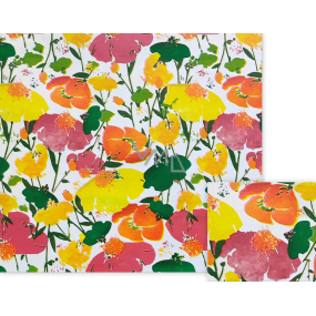 Nekupto Darčekový baliaci papier 70 x 150 cm Farebné kvety