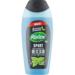 Radox Men Sport Mäta a morská soľ 3v1 sprchový gél a šampón pre mužov 400 ml