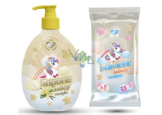Setablu Vaniglia Unicorn tekuté mydlo pre deti 500 ml + vlhčené obrúsky 15 ks, kozmetická sada