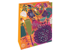 Nekupto Darčeková papierová taška 32,5 x 26 x 13 cm Kvetinový vzor oranžová