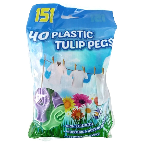 Tulipánové štipce na bielizeň plastové 40 kusov